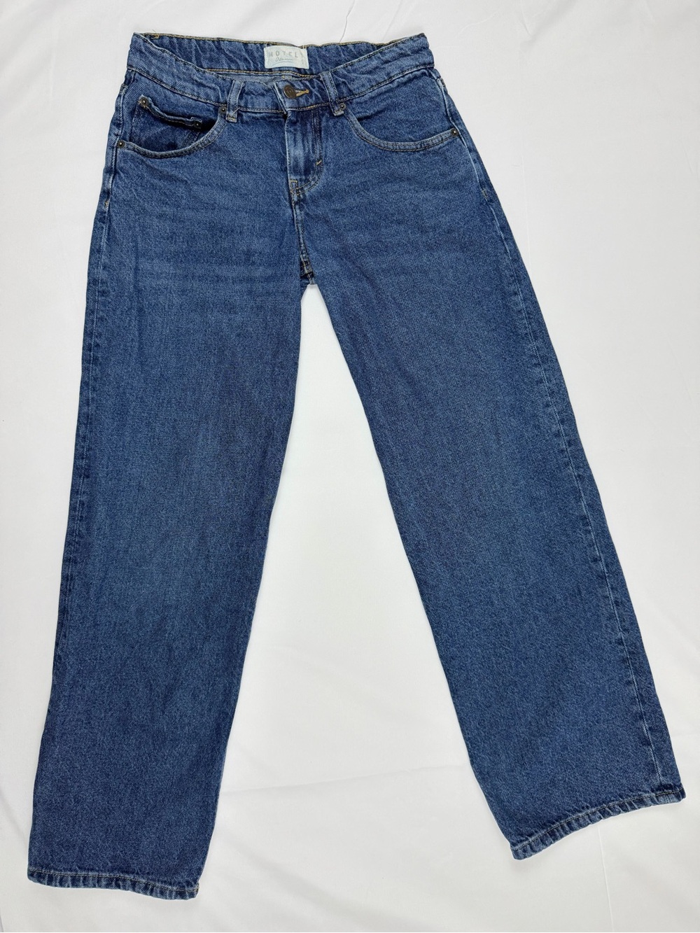 Motel Rocks Low Rise Baggy Jeans Blue Wide Leg 100% Cotton Y2K 90s Denim